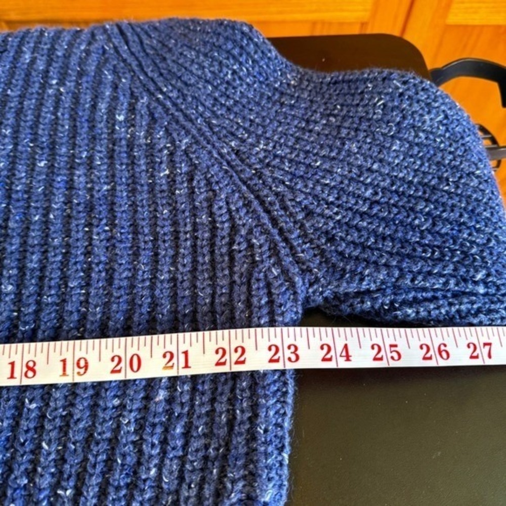 Women's Cable Knit Warm Mock Neck Sweater Blue Size L 12-14 Shimmer Knit - Picture 8 of 8
